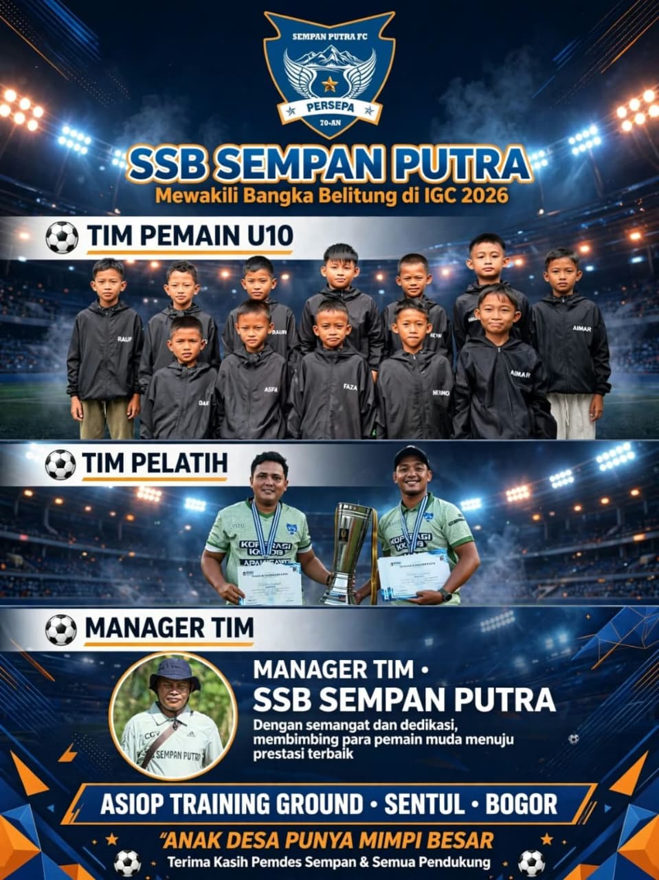 Selamat Bertanding SSB Sempan Putra di Indonesia Grassroots Championship (IGC) 2026